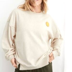 Aerie The Chill Cozy Crew distressed smiley sweatshirt